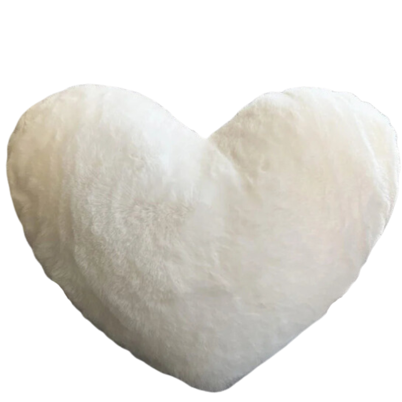 Heart Shaped Faux Bunny Fur Pillow (White)