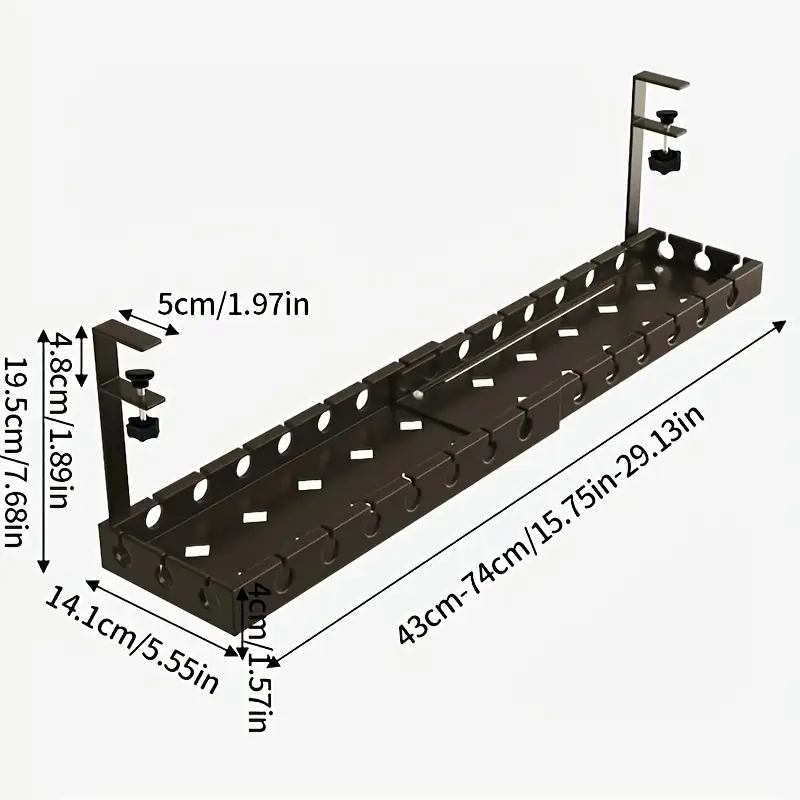 Adjustable Under-Table Cable Tray with Power Brackets