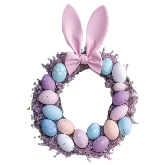 Bunny Ears Easter Egg Wreath Polyester Door Decor