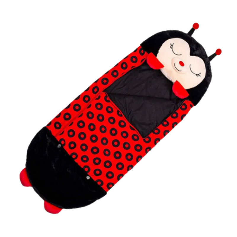 Kids Cartoon Plush Sleeping Bag Pillow Set (Black)