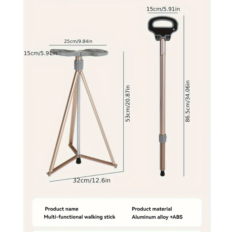 Portable Trekking Pole with Seat and Lock