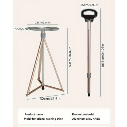 Portable Trekking Pole with Seat and Lock