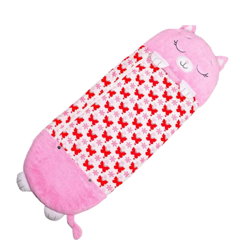 Kids Cartoon Plush Sleeping Bag Pillow Set (Pink)