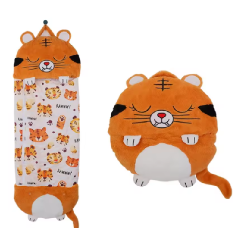 Kids Shark Sleeping Bag Plush Doll Pillow (Orange)