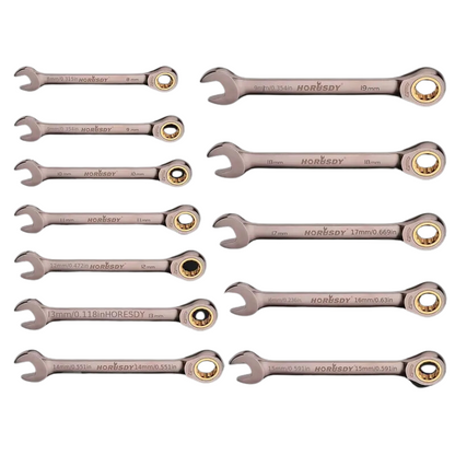 12pcs Metric Ratchet Wrench Set 8-19cm with Case