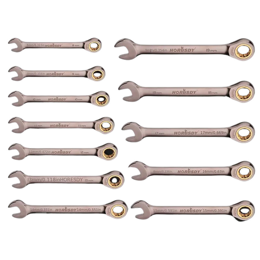 12pcs Metric Ratchet Wrench Set 8-19cm with Case