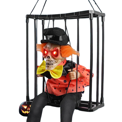 Halloween Screaming Clown Cage Decoration with Lights