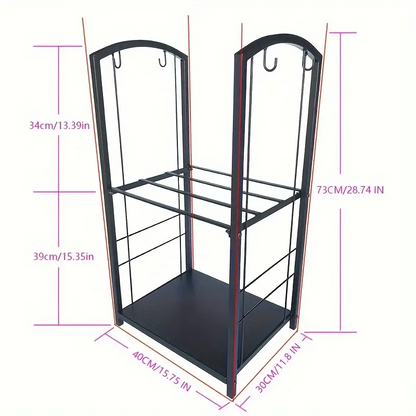 Metal Firewood Rack with 4-Tool Set