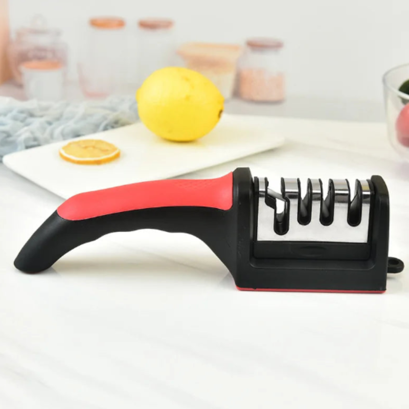 4-Segment Handheld Knife Sharpener Red Aluminum Alloy