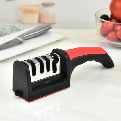4-Segment Handheld Knife Sharpener Red Aluminum Alloy