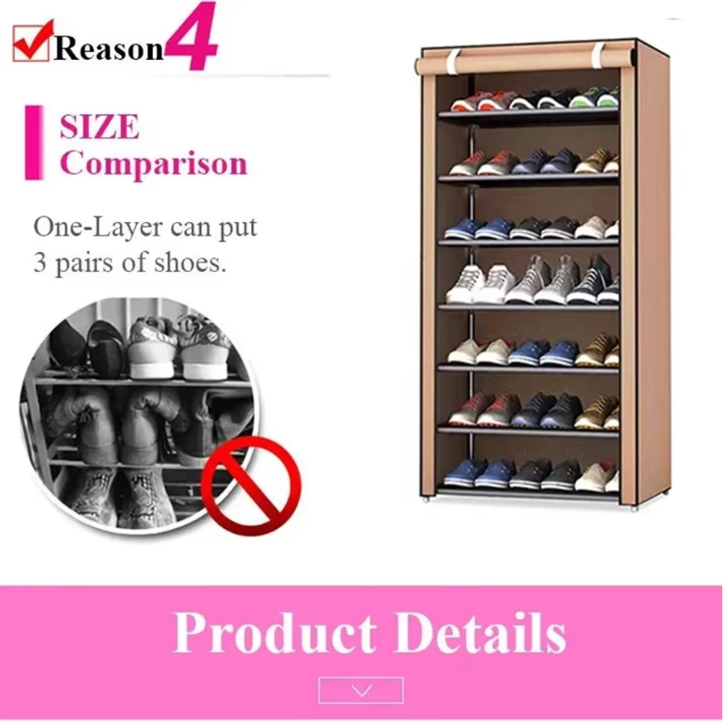 7-Layer Shoe Rack Organizer Nonwoven Fabric Stand