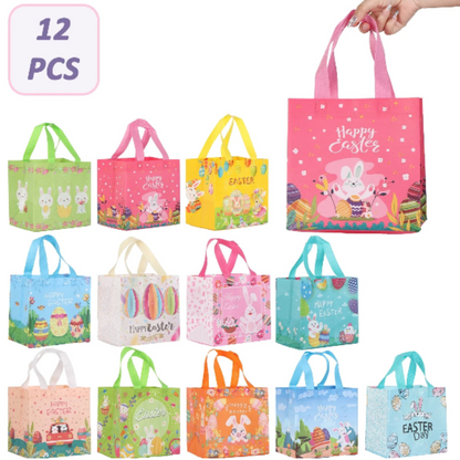 12PCS Easter Bunny Gift Bags with Handles