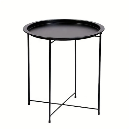 Black Round Coffee Table with Detachable Tray