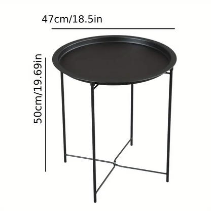 Black Round Coffee Table with Detachable Tray